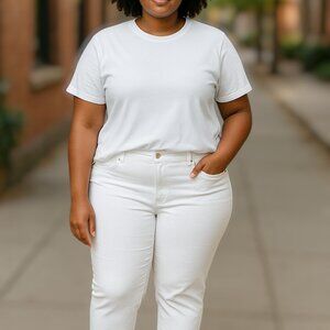 2 for/$30 Old Navy Curvy Mid Rise Straight Leg Bright White Jeans Size 16
